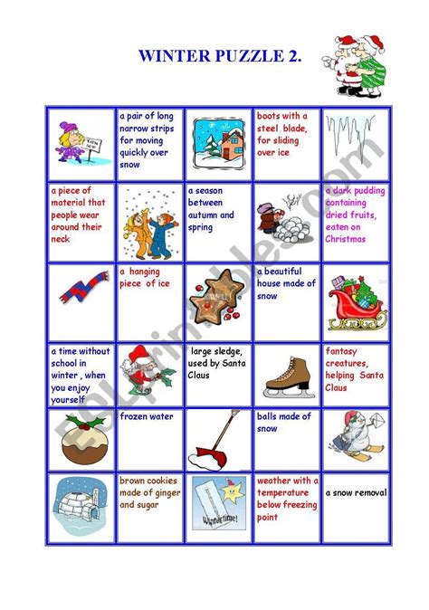 Winter Puzzle 2 Esl Worksheet By Nessie33