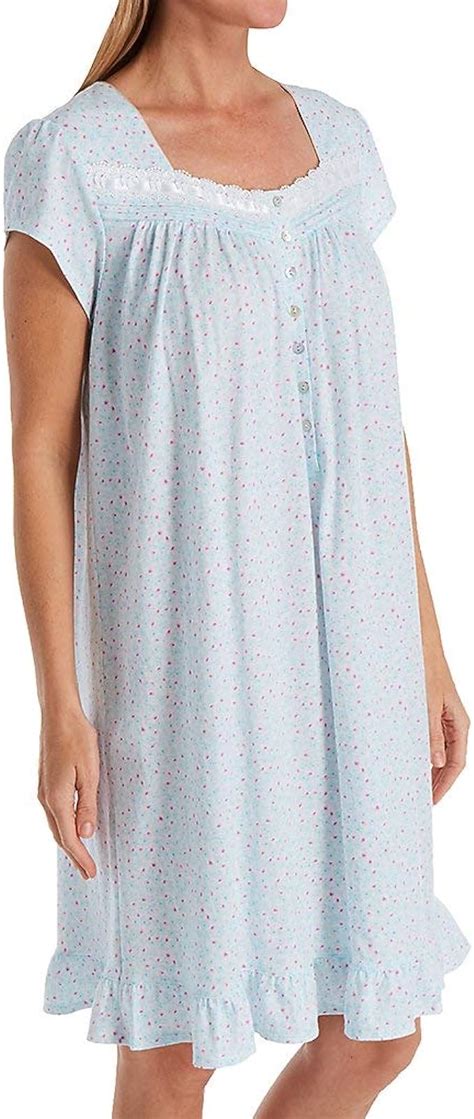 Eileen West Cotton Jersey Knit Short Sleeve Short Nightgown White Groundpacked Floral Sm At