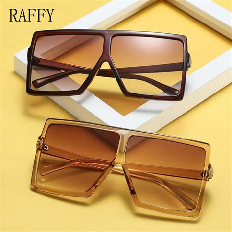 raffy fashion square big frame sunglasses women men brand designer rivet black frame vintage