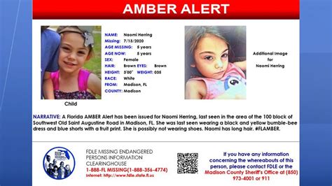 Fdle Missing 5 Year Old From Amber Alert Found Safe