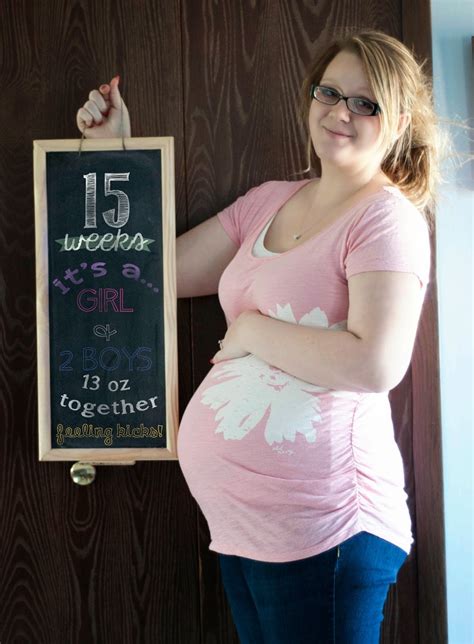 15 Weeks Triplets Weekly Belly Picture Chalkboard 28 Weeks
