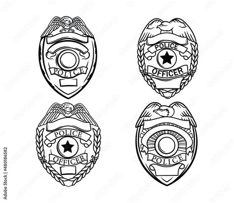 Set Of Police Badge Collection Of Law Enforcement Agent Icon Sheriff