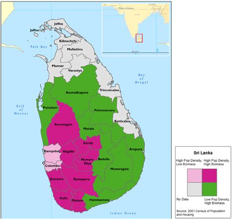 Sri Lanka Population Density And Percentage Of Households Using