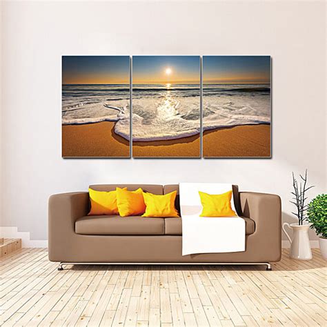 Buy Sunset 3 Piece Wrapped Canvas Wall Art Print 275x60 Inches By Lux