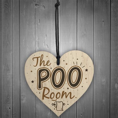 Bathroom Toilet Sign The Poo Room Funny Chic Hanging Door