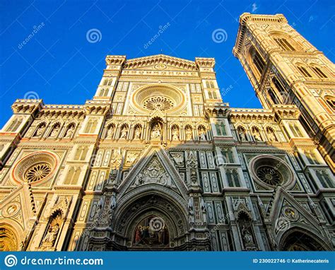 Duomo Cathedral At Golden Hour In Florence Milan Italy Stock
