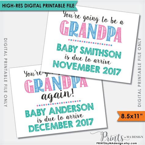 Going To Be A Grandpa Pregnancy Announcement Sign Grandpa Again Were
