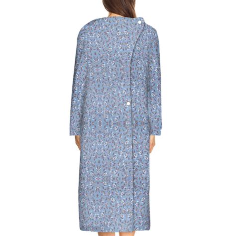 Home Care Line Sooo Soft Open Back Nightgown For Ladies Long Sleeve Hospital Gown Floral Print