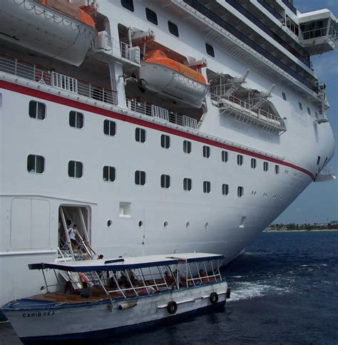 Carnival Cruise Ship Tender Loading Tourists For Excursion Travel Off Path