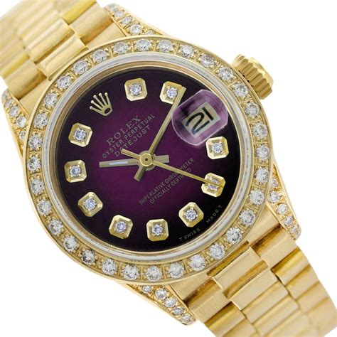 Rolex Purple Ladies President Band Datejust 6917 18k Gold