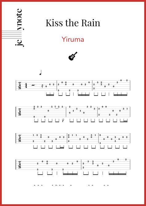 Yiruma Kiss The Rain Guitar Tablature And Notes Jellynote