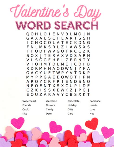 Valentines Word Search Printable Printable Word Searches