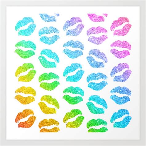 Rainbow Glitter Lips Art Print By A Little Leafy Society6