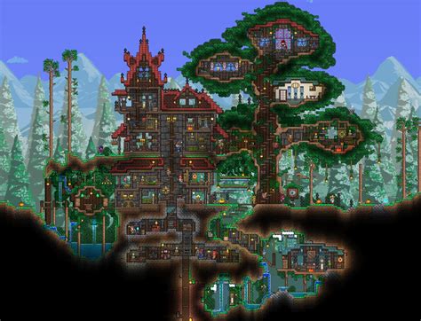 This versatile terraria castle combines a solid base for your npcs to set up shop with an intricate and decorative castle built on top. i didn't make this but i found it and though it was ...