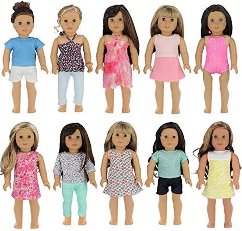 Pzas Toys 18 Inch Doll Clothes Wardrobe Makeover 10 Outfits Fits 18