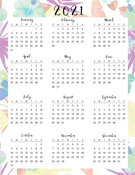 Beautiful Floral Daily Planner Printables With Calendar 2021