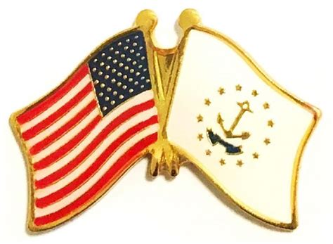Rhode Island Single Crossed Double Wavy Flag Lapel Pins Rhode Island