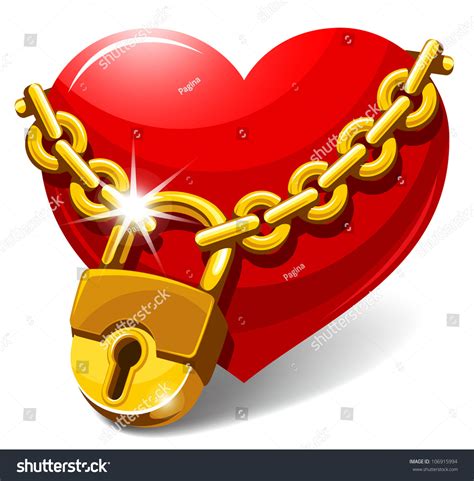 Red Heart Locked Chain Love Concept Stock Vector 106915994 Shutterstock