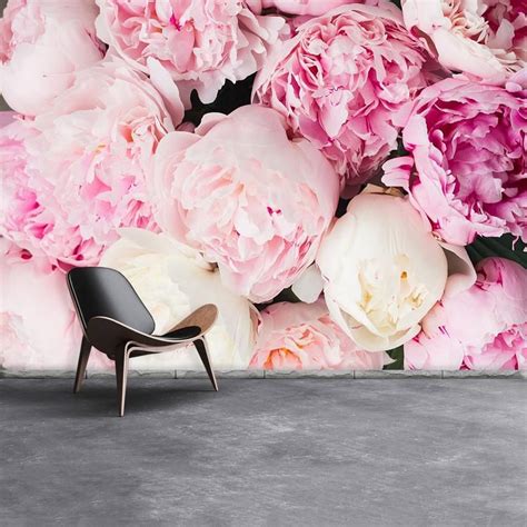 Peonies Pink Peel And Stick Or Classic Glue Photo Wallpaper Etsy