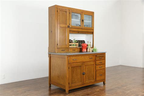SOLD - Farmhouse Oak Antique Hoosier Roll Top Cabinet Kitchen Pantry Cupboard #35733 - Harp ...