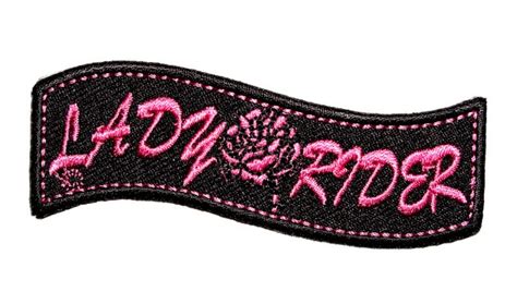 Lady Rider With Rose Embroidered Biker Patch Leather Supreme