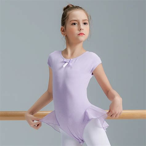 New Design Short Sleeve Leotard Bow Knot Yarn Tail Skirt Dance Ballet