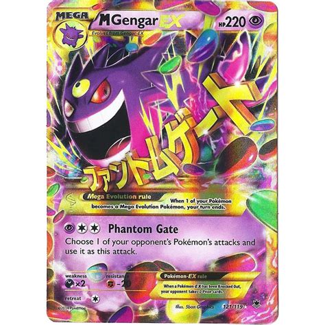 Gengar is a ghost and poison type pokemon. PokÃ©mon Pokemon M Gengar Ex Card Xy Phantom Forces 121/119