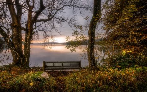 Bench By The Lake Wallpapers Wallpaper Cave