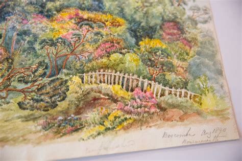 Boscombe Botanical Garden Antique Watercolor Painting
