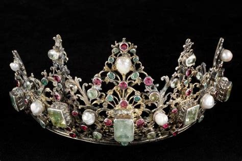 17th Century Tiara Europe Emeralds Rubies Peridots Pearls And