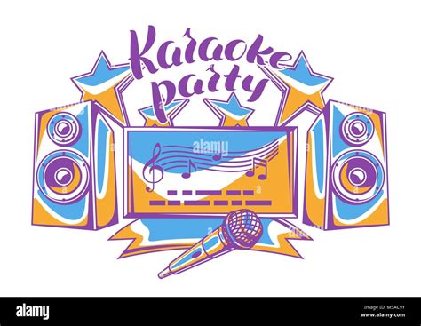 Karaoke Party Design Music Event Background Illustration In Retro