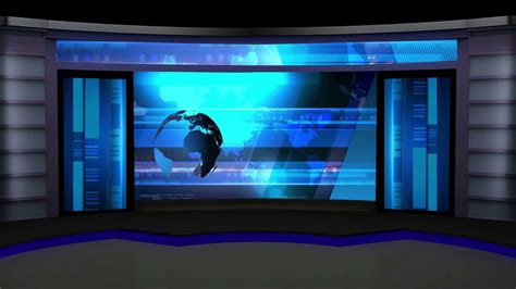 News Tv Studio Set 06 Virtual Green Screen Background Loop Stock
