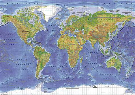 Gratis per usi commerciali attribuzione non richiesta senza copyright. Poster, Quadro Mappa fisica del Mondo su EuroPosters.it