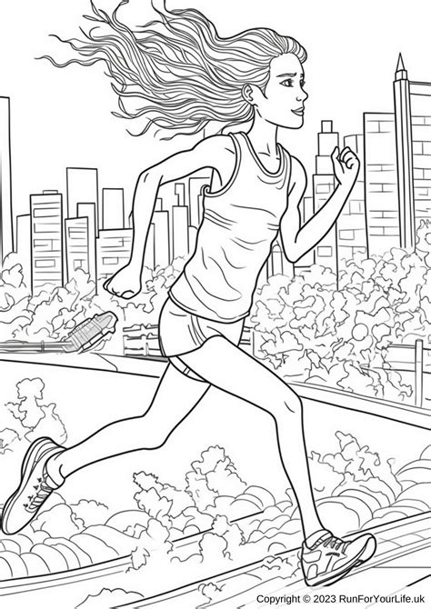 Running Colouring Pages 2 Female Runner Run For Your Life