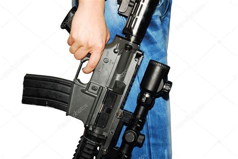 Young Girl With Gun In Hand — Stock Photo © Tony4urban