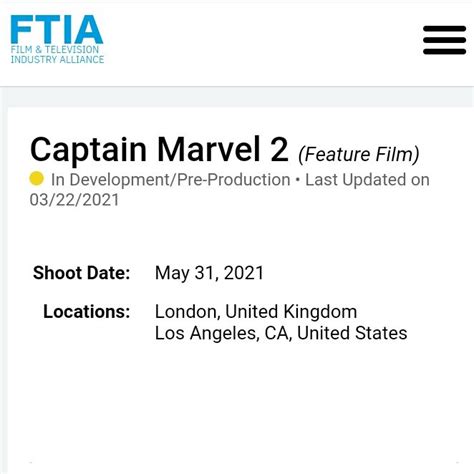 According to Production List, Captain Marvel starts shooting in May 31