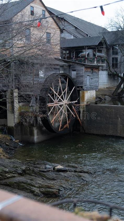 Vertical Shot Of A Water Wheel At The Old Mill In Pigeon Forge