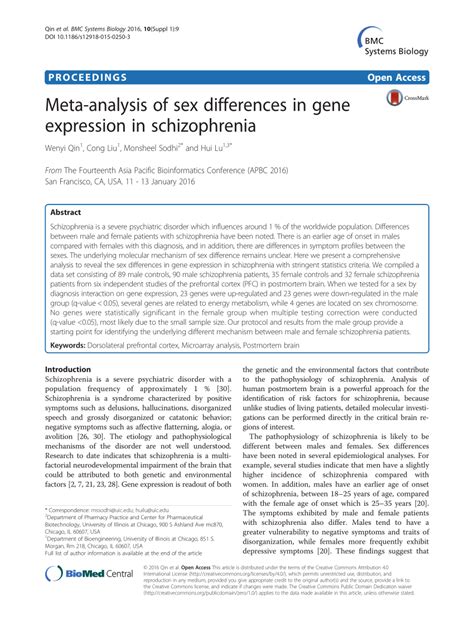 pdf meta analysis of sex differences in gene expression in schizophrenia