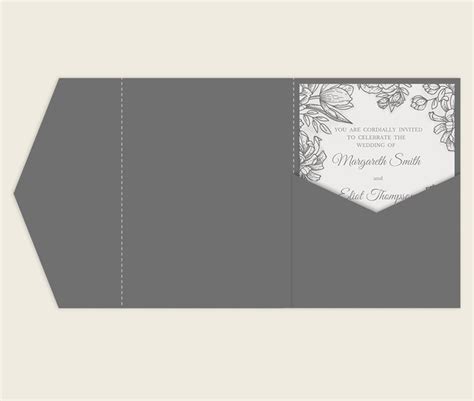 Simple Tri Fold Wedding Invitation 5x7 Pocket Envelope Svg Etsy