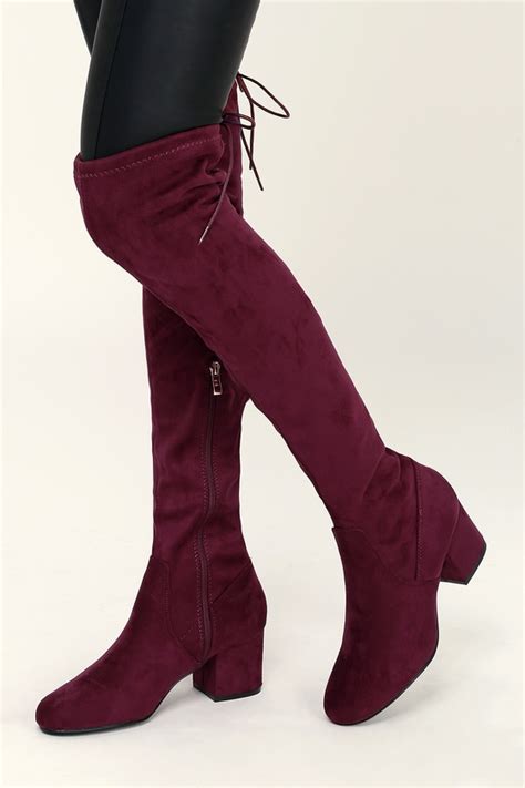 Chic Burgundy Boots Vegan Suede Boots Over The Knee Boots Lulus