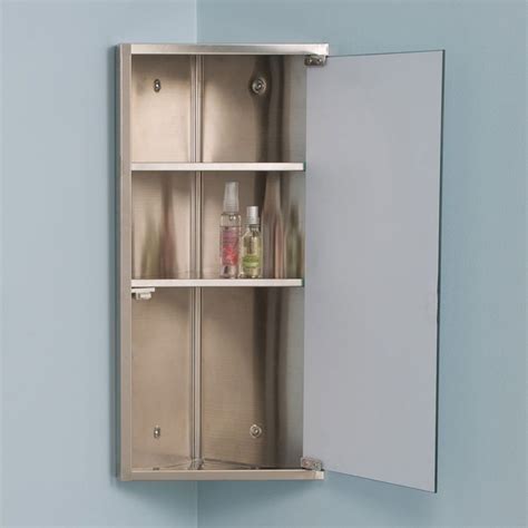 Kugler Stainless Steel Corner Medicine Cabinet With Mirror Medicine