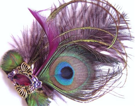 peacock feather hair clip vintage hair clip ornate hair clip i love purple feather hair