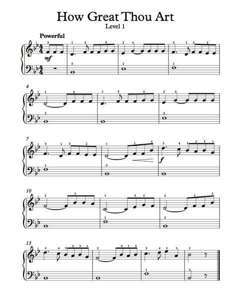 Free Piano Arrangement Sheet Music How Great Thou Art Level 1