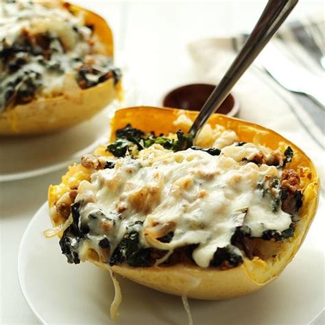 Spicy Sausage And Kale Spaghetti Squash Boats By Foxandbriar Quick