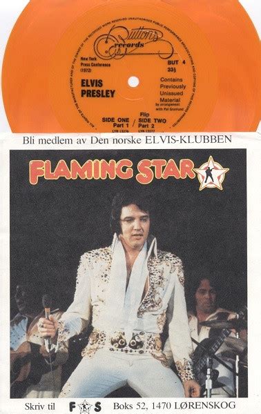 Elvis Presley Bli Medlem Av Den Norske Elvis Klubben Flaming Star