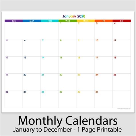 2020 12 Month Landscape Calendar 8 1 2 X 11 Legacy Free Printables