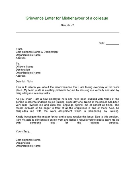 28 Formal Grievance Letter Templates Examples
