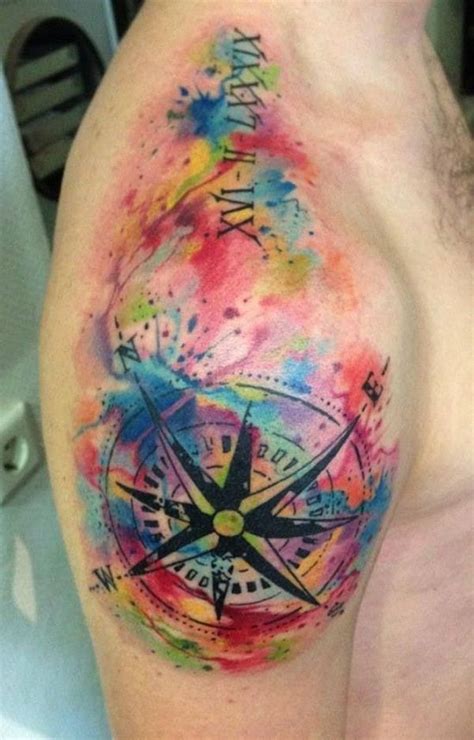90 Watercolor Tattoo Ideas That Turn Skin Into Canvas Creative Tattoos Watercolor Compass