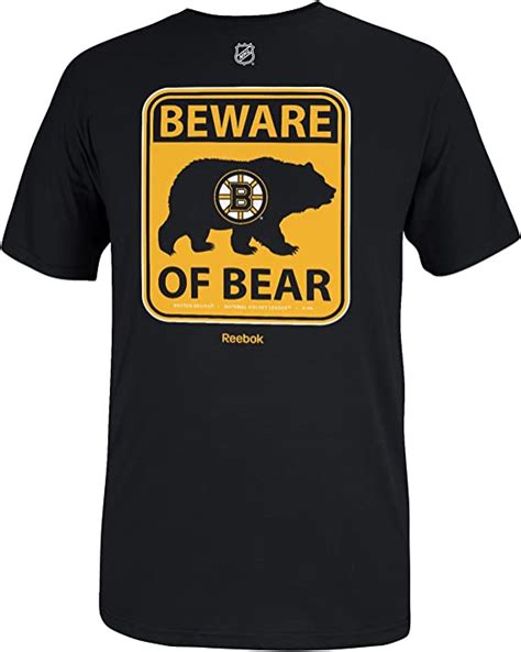Reebok Boston Bruins Beware Of Bear Sign T Shirt Black