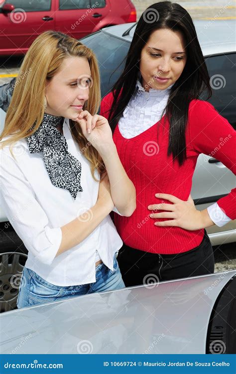 Two Women Buying A New Car Stock Photo Image Of Leasing 10669724